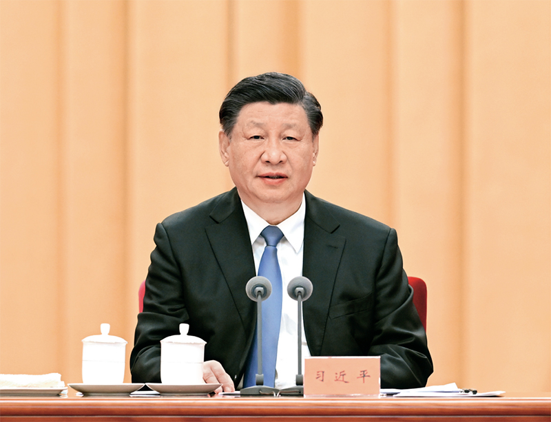 2023年1月9日，中共中央總書記、國家主席、中央軍委主席習(xí)近平在中國共產(chǎn)黨第二十屆中央紀(jì)律檢查委員會(huì)第二次全體會(huì)議上發(fā)表重要講話。 新華社記者 張領(lǐng)/攝
